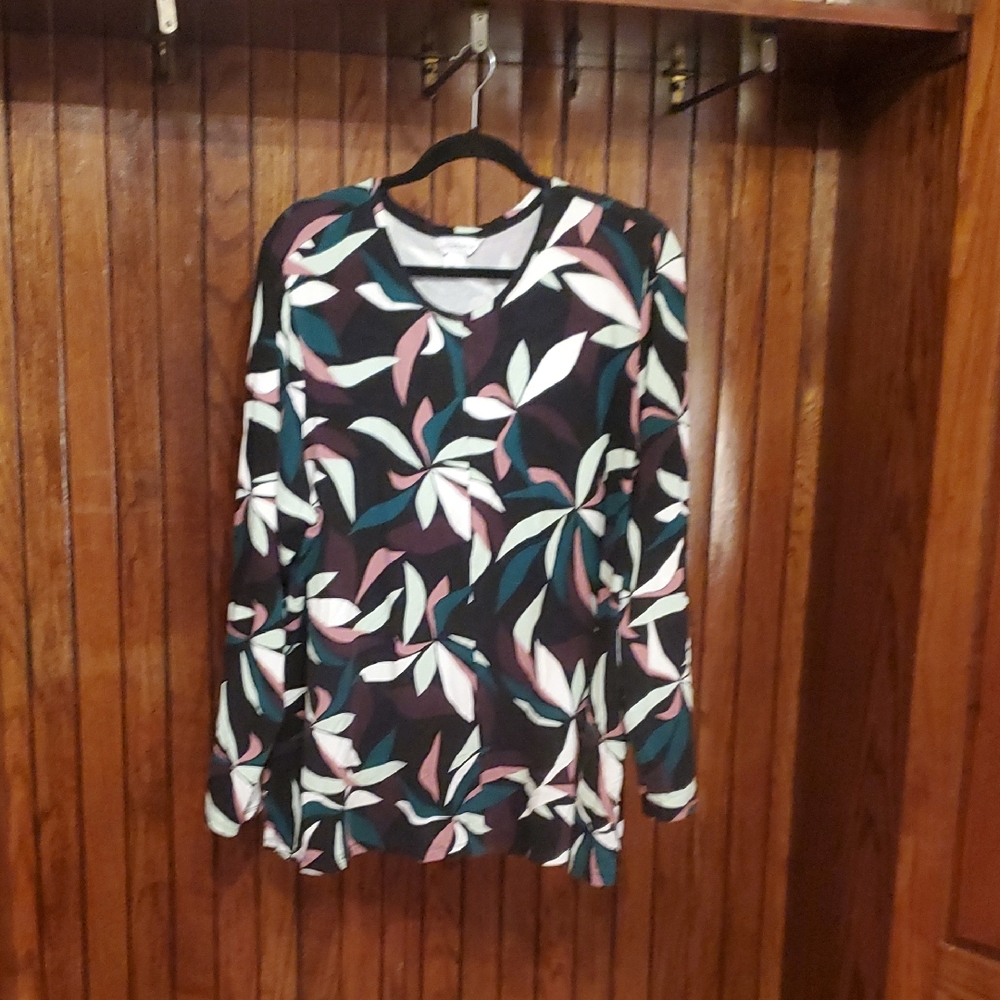 LIZ CLAIBORNE SIZE 2X Floral Patterned Long Sleeve Top